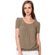 Women's Scoop Neck Short Sleeve Front-Pleated Blouse product