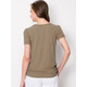 Women's Scoop Neck Short Sleeve Front-Pleated Blouse product