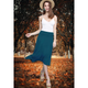 Women's Solid Lightweight Flare Midi Pull-on Skirt product