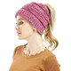 Soft Stretch Textured Knit Ponytail Beanie product