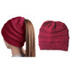 Soft Stretch Textured Knit Ponytail Beanie product