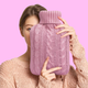 2-Liter Transparent-Pink Hot Water Bottle with Knitted Cover product