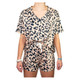 Women's Leopard Print Drawstring Top and Shorts Set product