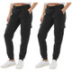 Women's Soft Winter-Warm Casual Fleece-Lined Cargo Joggers (2-Pack) product