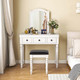 Makeup Vanity Table and Stool Set with Detachable Mirror product