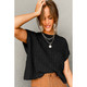 Women's Crew Neck Cable Knit Short Sleeve Sweater product