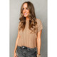 Women's Crew Neck Cable Knit Short Sleeve Sweater product