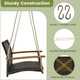 Single Rattan Porch Swing with Armrests, Cushion, & Hanging Ropes product