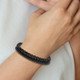 Men's Polished Stainless Steel and Leather Bracelet  product