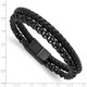 Men's Polished Stainless Steel and Leather Bracelet  product