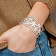 Flowered Stainless Steel Cuff Bangle Bracelet  product