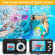 Underwater Cameras,4K Waterproof Digital Camera 48 MP Autofocus Function Selfie Dual Screens with 16X Digital Zoom Compact Portable 11FT Underwater Camera for Snorkeling,Waterproof,2 battery (Black) product