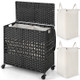 110L 2-Section Laundry Hamper with 2 Removable & Washable Liner Bags product