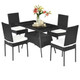 5-Piece Rattan Dining Set with Glass Table & High-Back Chair product