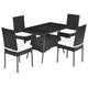 5-Piece Rattan Dining Set with Glass Table & High-Back Chair product