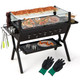 Stainless Steel BBQ Charcoal Grill with Wind Guard & Seasoning Racks product