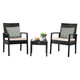 3-Piece Black Rattan Wicker Patio Furniture Set with Cushions product