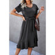 Women's Casual Scoop Neck Ruffle Sleeve Dress with High-Waist Belt product