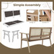 Outdoor Teak Wood Garden Bench with Armrests Rattan Backrest product