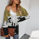 Women's Colorblock Large Button Knit Cardigan product
