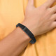 8.-5-inch Brushed IP-Plated Stainless Steel Leather Bracelet product