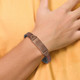 8.-5-inch Brushed IP-Plated Stainless Steel Leather Bracelet product