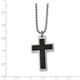 Stainless Steel Polished Carbon Fiber Inlay Cross Necklace product