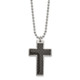 Stainless Steel Polished Carbon Fiber Inlay Cross Necklace product