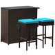 3-Piece Outdoor Rattan Wicker Bar Set with 2 Cushion Stools product
