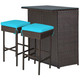 3-Piece Outdoor Rattan Wicker Bar Set with 2 Cushion Stools product