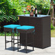 3-Piece Outdoor Rattan Wicker Bar Set with 2 Cushion Stools product