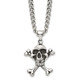 Stainless Steel Antiqued and Polished 24in Skull Crossbones Necklace product