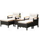 5-Piece Patio Conversation Set with Cushions, Coffee Table, & 2 Ottomans product