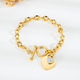 Women's 18K Gold Plated Dainty Toggle Heart Charm  Bracelet product