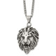 Stainless Steel Antiqued and Polished 24-inch Lion Head Necklace product
