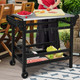 Movable Outdoor Dining Cart with Stainless Steel Tabletop product