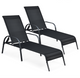 Outdoor Patio Lounge Chair Chaise Fabric with Adjustable Recliner product