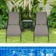 Outdoor Patio Lounge Chair Chaise Fabric with Adjustable Recliner product