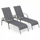 Outdoor Patio Lounge Chair Chaise Fabric with Adjustable Recliner product