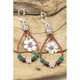 Silvery Western Leather Beaded Floral Dangle Earrings product