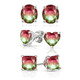 .925 Sterling Silver Watermelon Tourmaline Round-, Heart-, Princess-Cut Earrings product