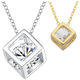 14K Gold Plated Necklace with CZ Inside Cube Pendant product