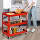 3-Tier Utility Cart with Steel Frame and Four Wheels product