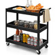 3-Tier Utility Cart with Steel Frame and Four Wheels product