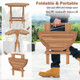 Goplus Round Teak Wood Patio Folding Side Table  product