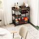 3-Tier Kitchen Island Serving Bar Cart with Glasses Holder & Wine Bottle Rack product