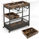 3-Tier Kitchen Island Serving Bar Cart with Glasses Holder & Wine Bottle Rack product