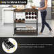 3-Tier Kitchen Island Serving Bar Cart with Glasses Holder & Wine Bottle Rack product