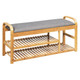 Entryway 3-Tier Bamboo Shoe Rack Bench with Cushion product