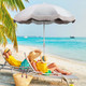 6.5 Feet Outdoor Fringe Patio Umbrella with Carrying Bag product